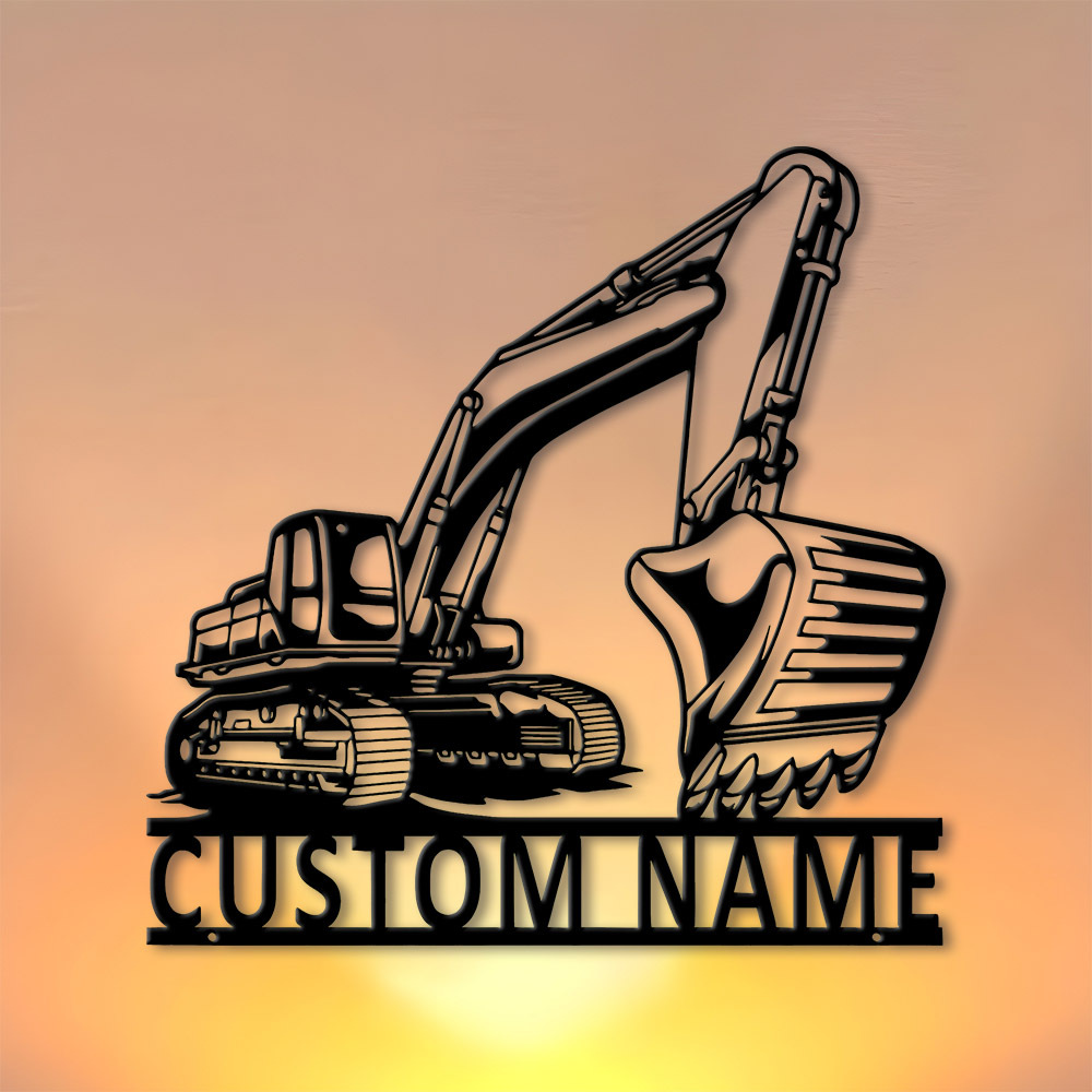 TEMU 1 Custom Metal Sign Featuring An Excavator, Personalized With A Name, Decorating A Room Or As A Durable Gift For A Grandfather