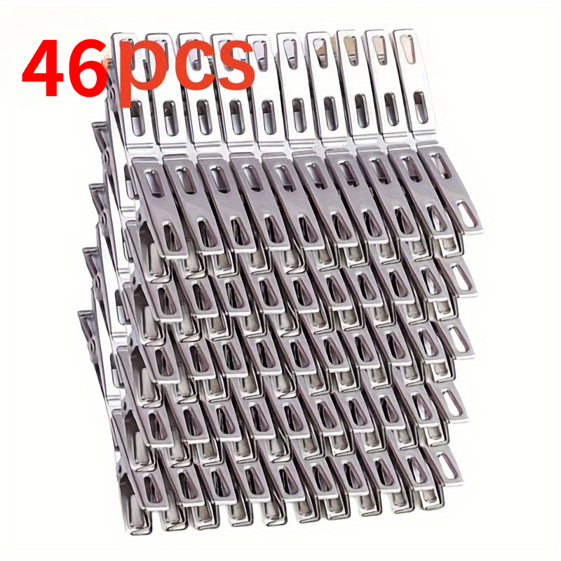 TEMU 46pcs Heavy Duty Rust Resistant Stainless Steel Clothespins, Anti-slip Metal Laundry Pegs, Durable Hanging Clips For Indoor Outdoor Laundry,