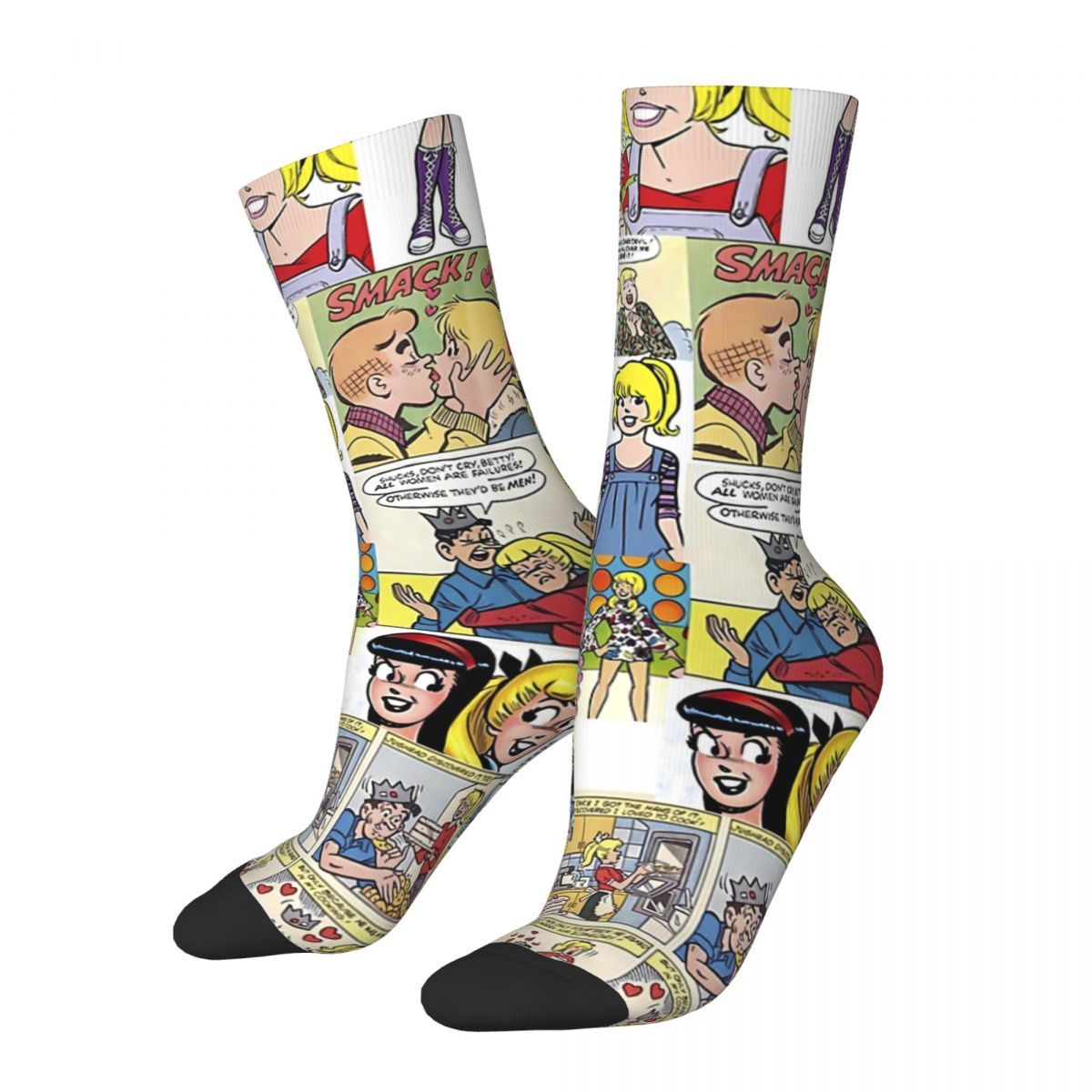 

1 Pair Unisex Novelty Crew Socks, Woven Polyester & Spandex , Hip-hop Happy Pattern - Funny Socks For Men And Women