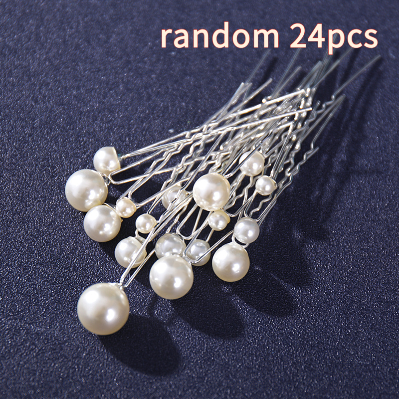 Random Size Pearl Fork Bridal Headpiece with U-Clip