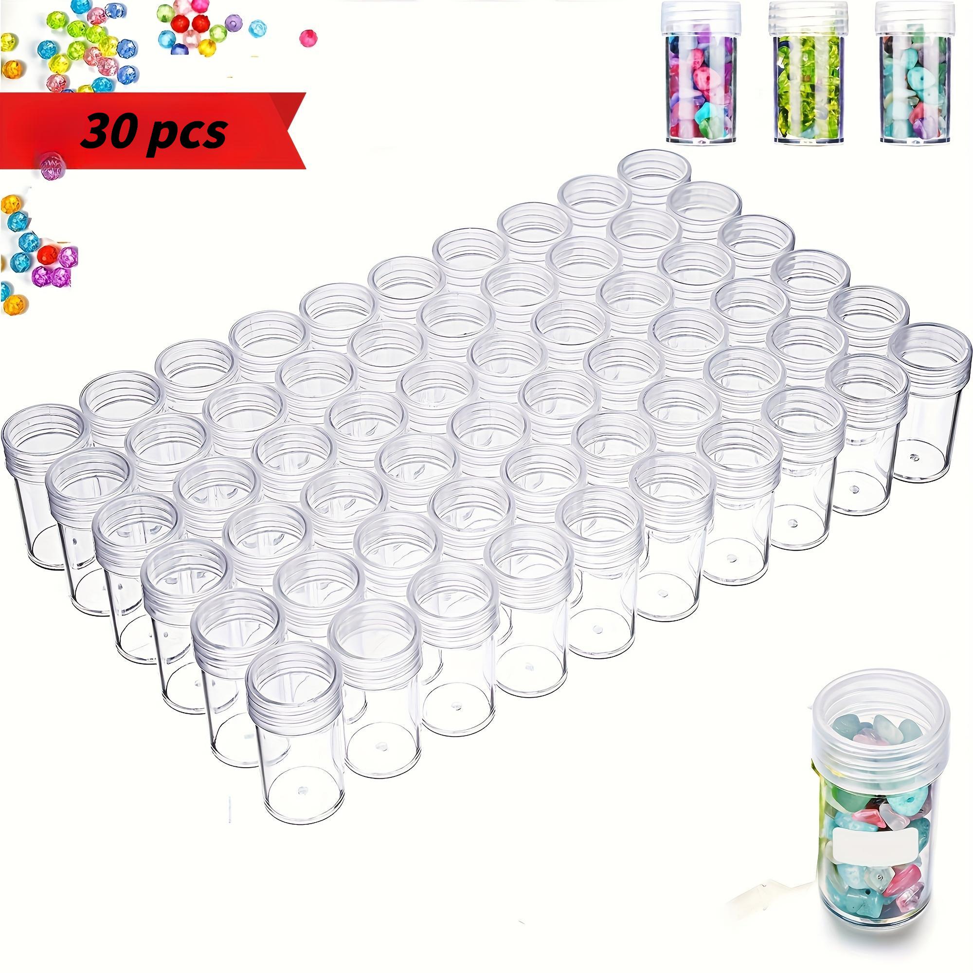 30-pack Transparent Round Screw-top Storage Jars- Mini Portable Diy Craft Containers For Beads, Rhinestones, Nail Art Supplies, Jewelry Making, And Travel Organization