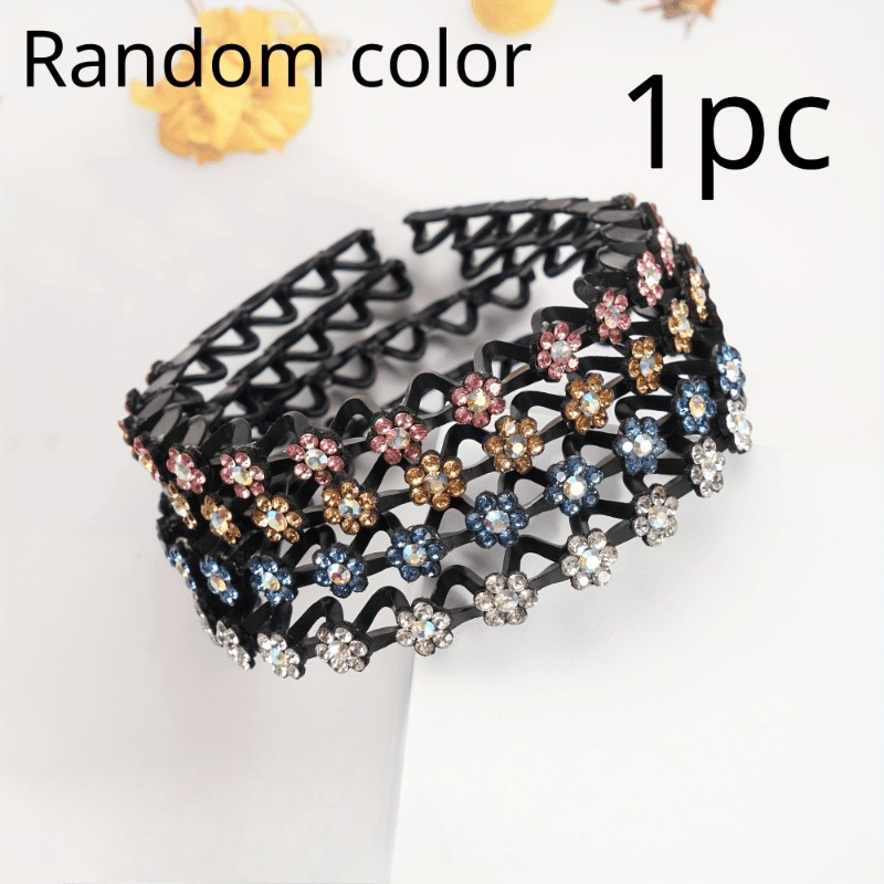 E-shop Exquisite funkelnde Strass-Blumen-Stirnbänder - Rutschfeste Haarreifen für Damen - Elegante, modische Haar-Accessoires für den täglichen