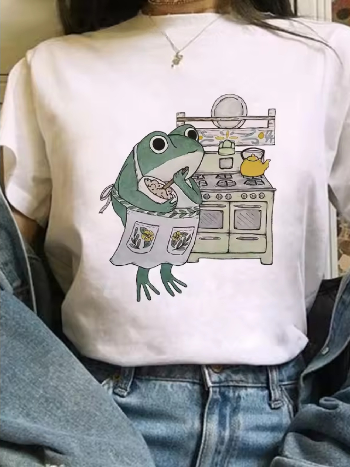 T-shirt a maniche corte girocollo da donna con stampa simpatico gatto