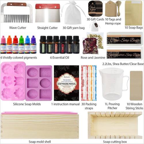soap making kit supplies adult craft kit beginner kit with mold soap knife and shea butter base perfume and gift card local warehouse