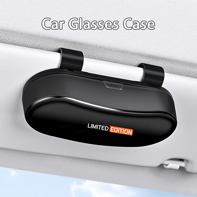 TEMU Universal Car Sun Visor Sunglasses Holder, Durable Faux Leather Eyeglasses Protective Storage Clip, Multifunctional Vehicle Interior Organizer