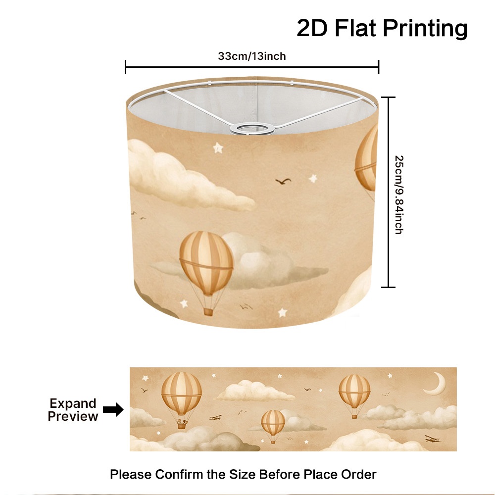 TEMU 1pc Modern Hot Air Balloon & Clouds Lampshade - Cylindrical Ceiling Fixture With Hot Air Balloon, Suitable For Dorm, Desk Lamps, Bedroom, Setup,