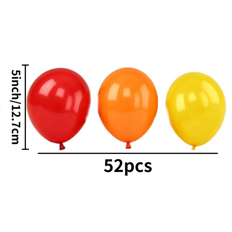 TEMU Lot de 52 ballons orange, rouges et jaunes (avec boucle incluse) - Ballons en latex orange, rouges et jaunes de 5/12 pouces, convient pour les