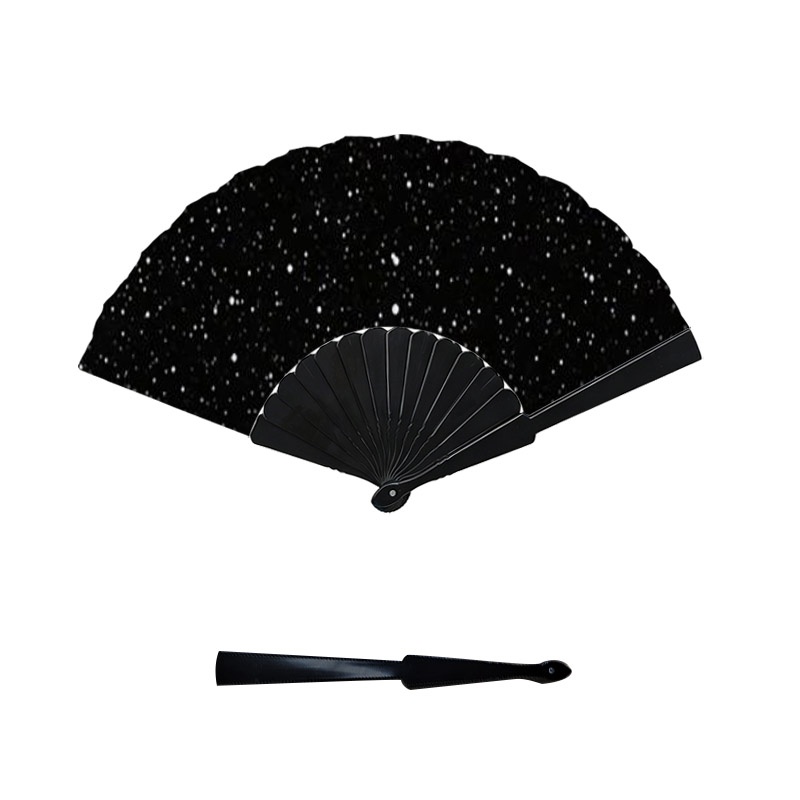 TEMU Vintage Starry Sky Pattern Handheld Folding Fan, 1pc, Durable Plastic , Lightweight And Portable Accessory, A Thoughtful Holiday Gift, Suitable