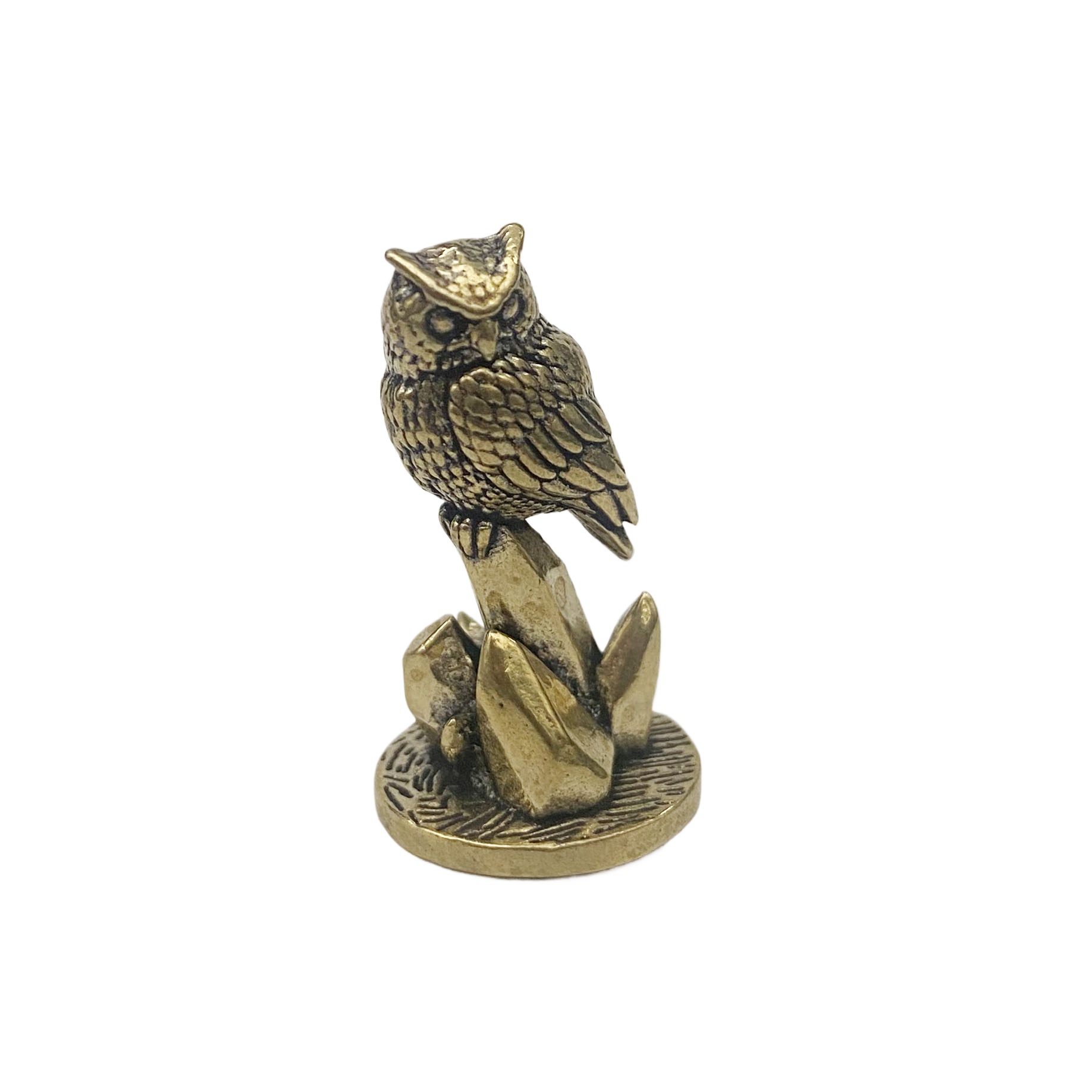 TEMU Distressed Solid Brass Cat Owl Small Statue Ornament, Halloween Metal Adult Desktop Display Study Bookcase Decor, Western Style Christmas Gift