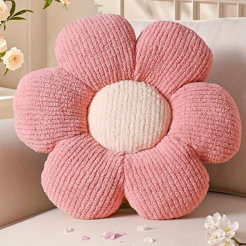 TEMU Purple Flower Shaped Cushions, Plush Floor Cushions For Sofas And Beds, Featuring A Decorative Daisy Design, Measuring 40cm