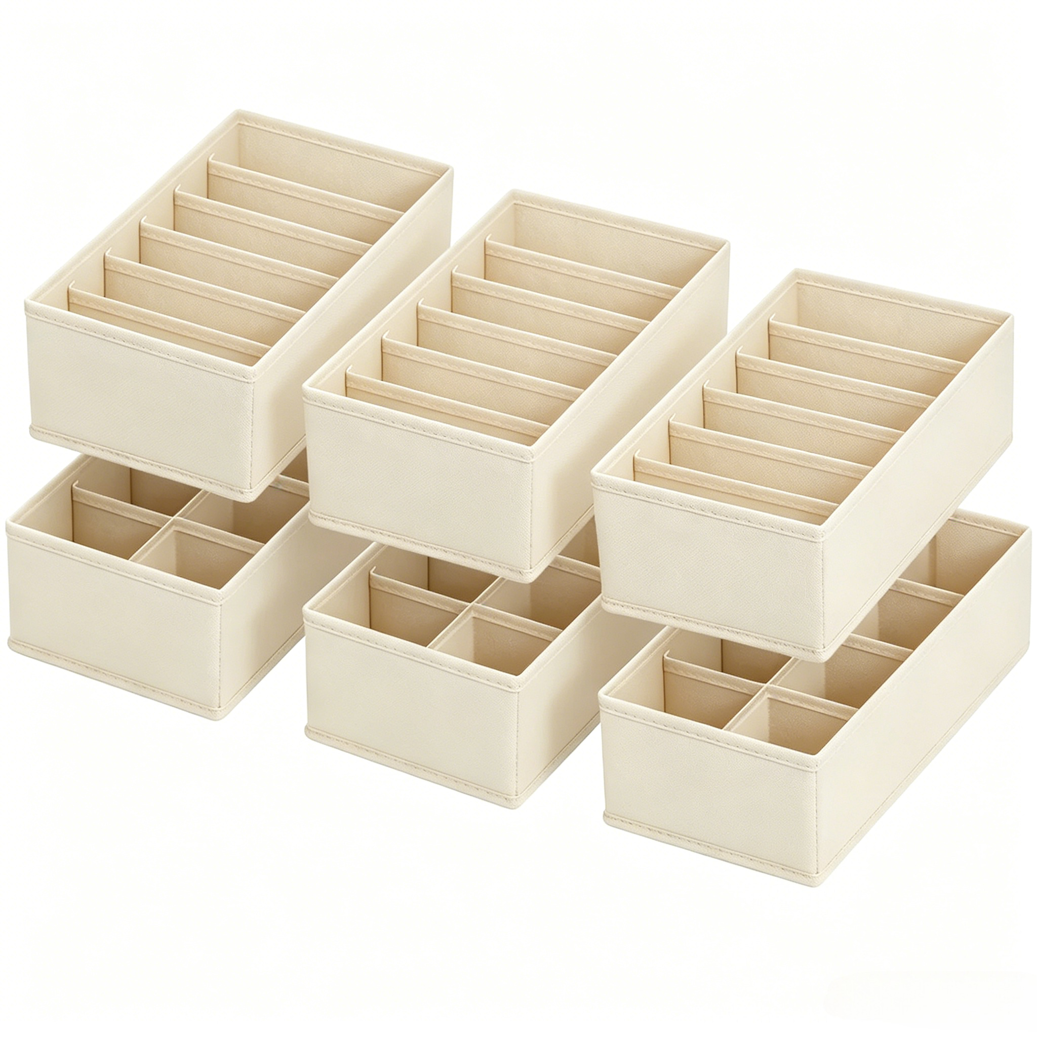 6-Pack Foldable Open Drawer Storage Boxes for Underwear & Socks