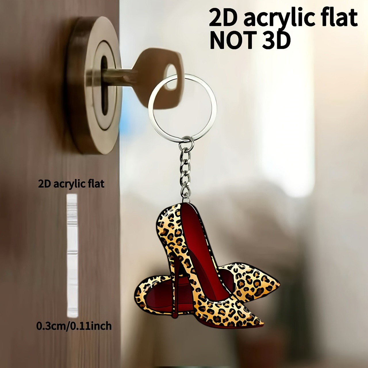 TEMU 2d Flat, 2d Flat - 1pc, New 2d Fashion High Heel Acrylic Keychain, Stylish 2d Pendant, Car Decoration Hanging Ornament, Birthday Party Favor Bag