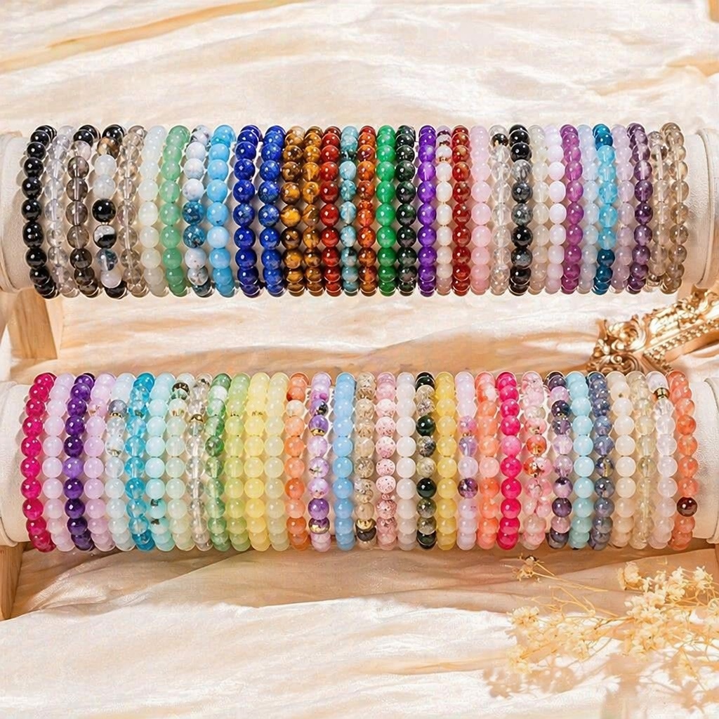 19pcs Bohemian Style Glass Bead Bracelet Set, Unisex
