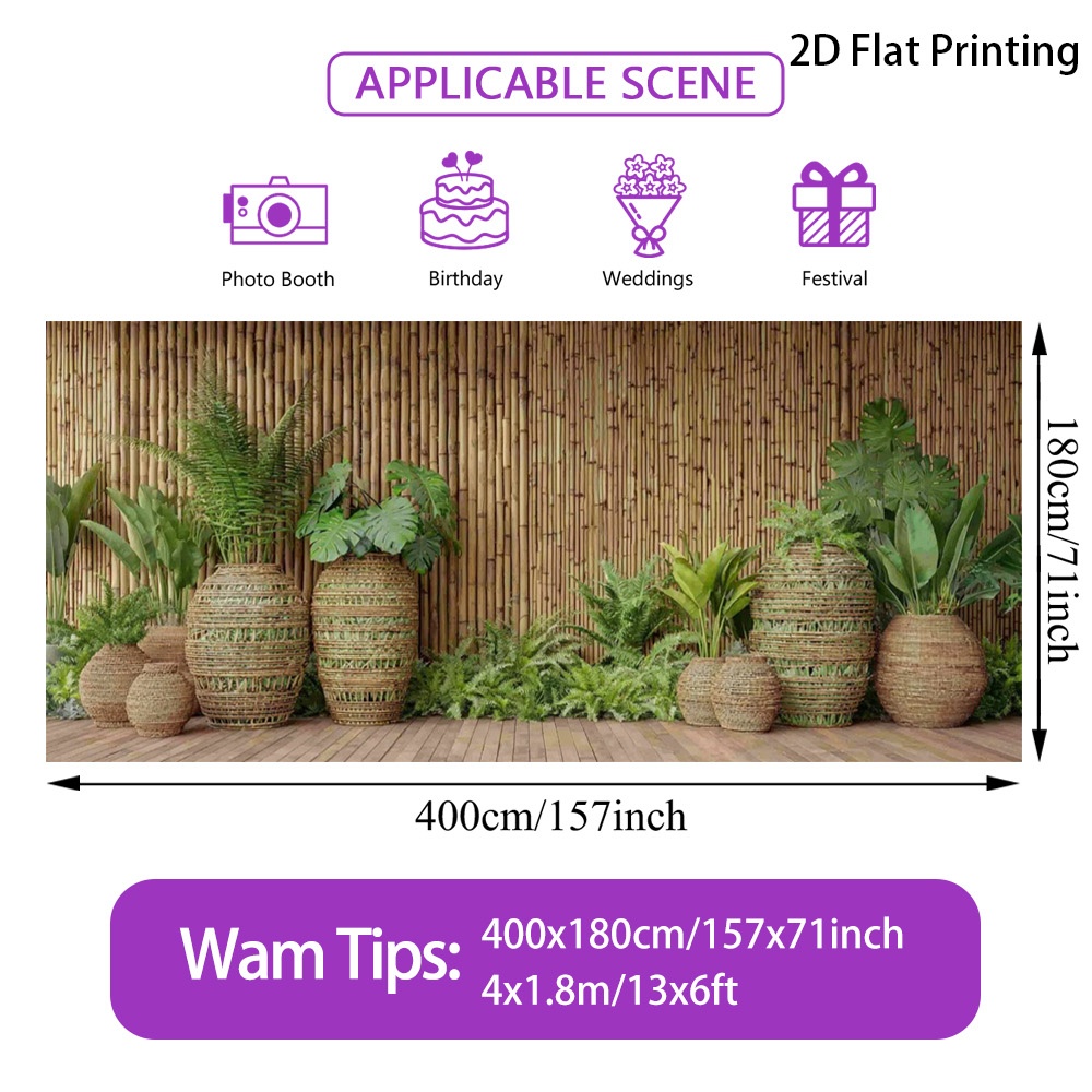 E-shop 1 Stück Bambus-Gartenbanner mit Topfpflanzen – Outdoor-/Dekoration geeignet für Veranda, Balkon, Garagentorverkleidung & , einfache Montage mit