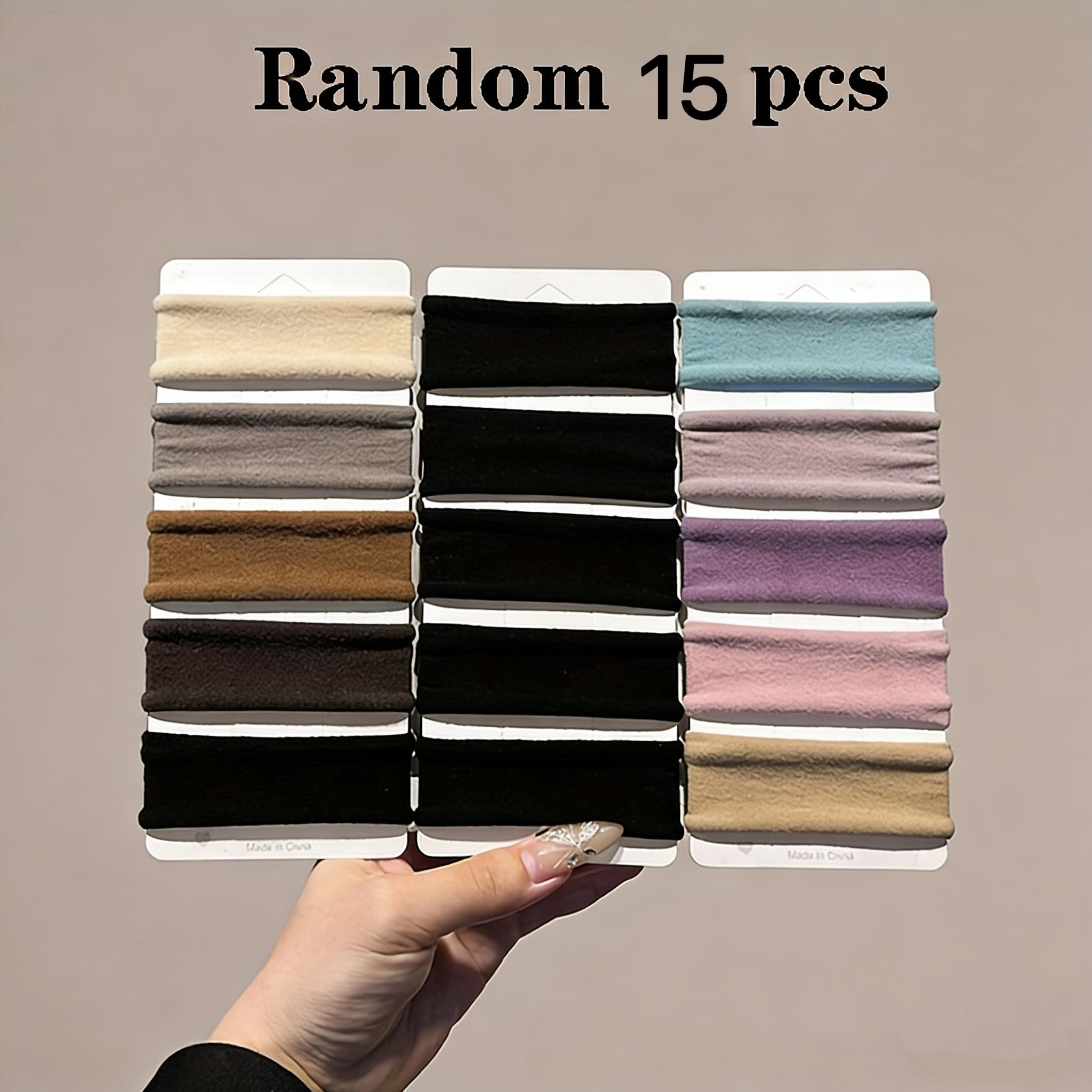 15pcs Random Colors High-elasticity Seamless Wide-band Face Mask Hair Ties For Low Ponytails, Hair-friendly Elastic Hair Accessories