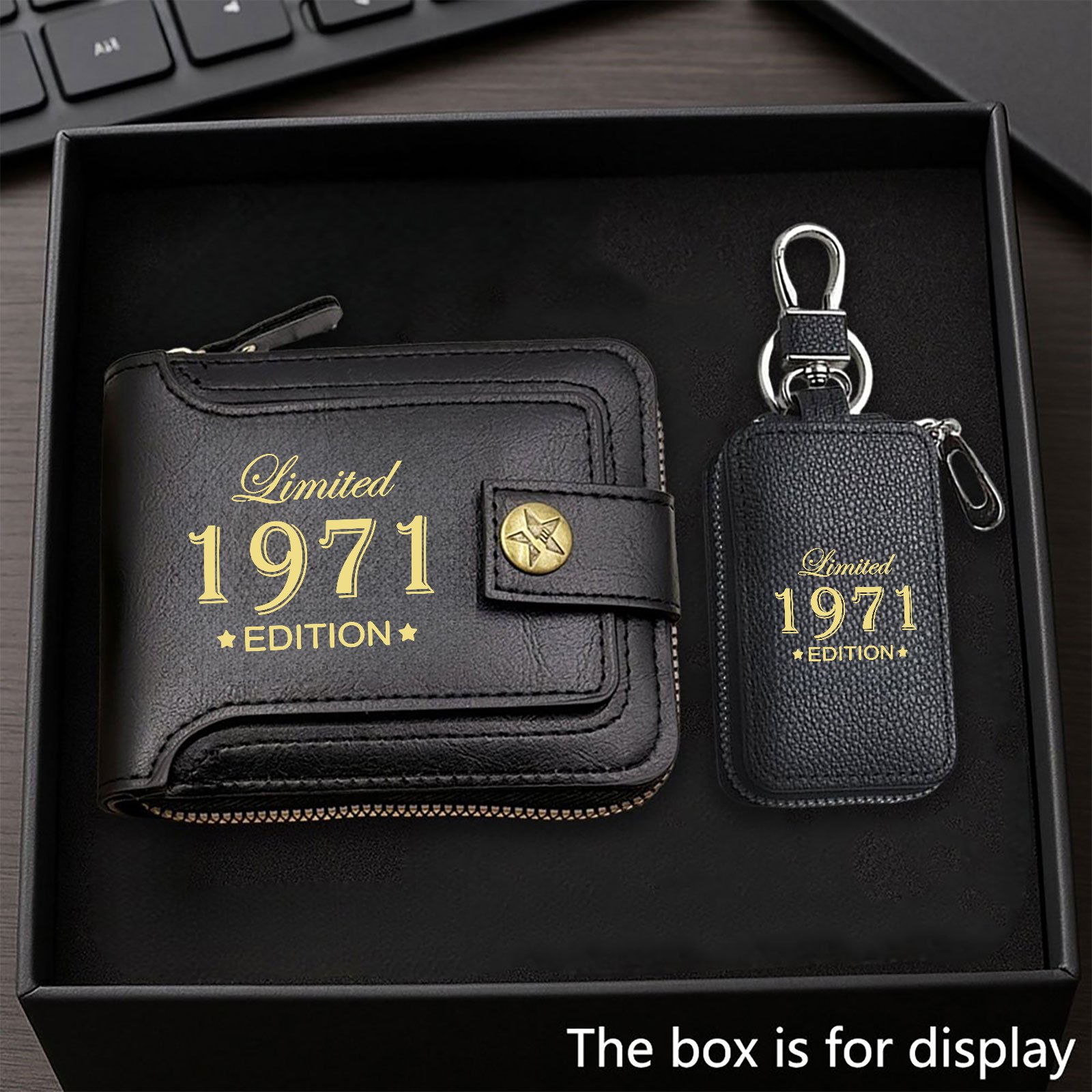 TEMU 1971 Edition Pattern Wallet And Key Bag 2pcs Set, Men's Novelty Wallet, Wallet And Key Bag, For Holiday Gifting , Ideal Gift Set