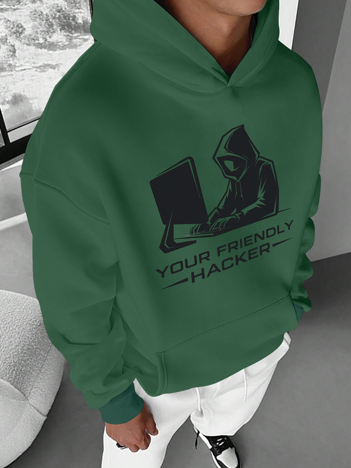 hacker amigable sudadera casual hombres sudadera capucha Temu