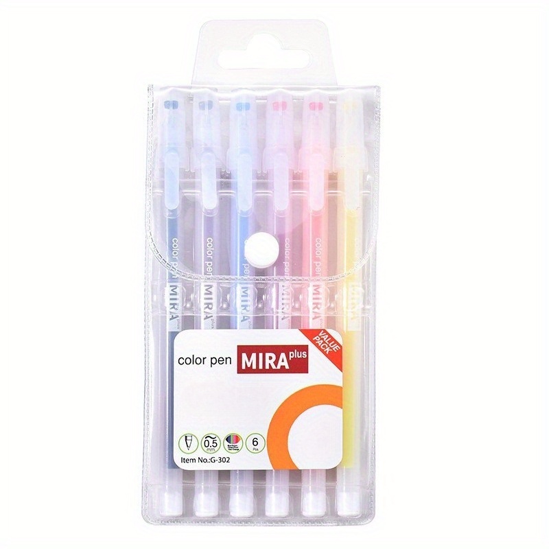 Image of 6pcs Colored Ballpoint Pens With 0.5mm Fine Tip, Ideal For Office And School Use, Are Essential For Note-taking And Writing. Boast A For , Durable Tips.
