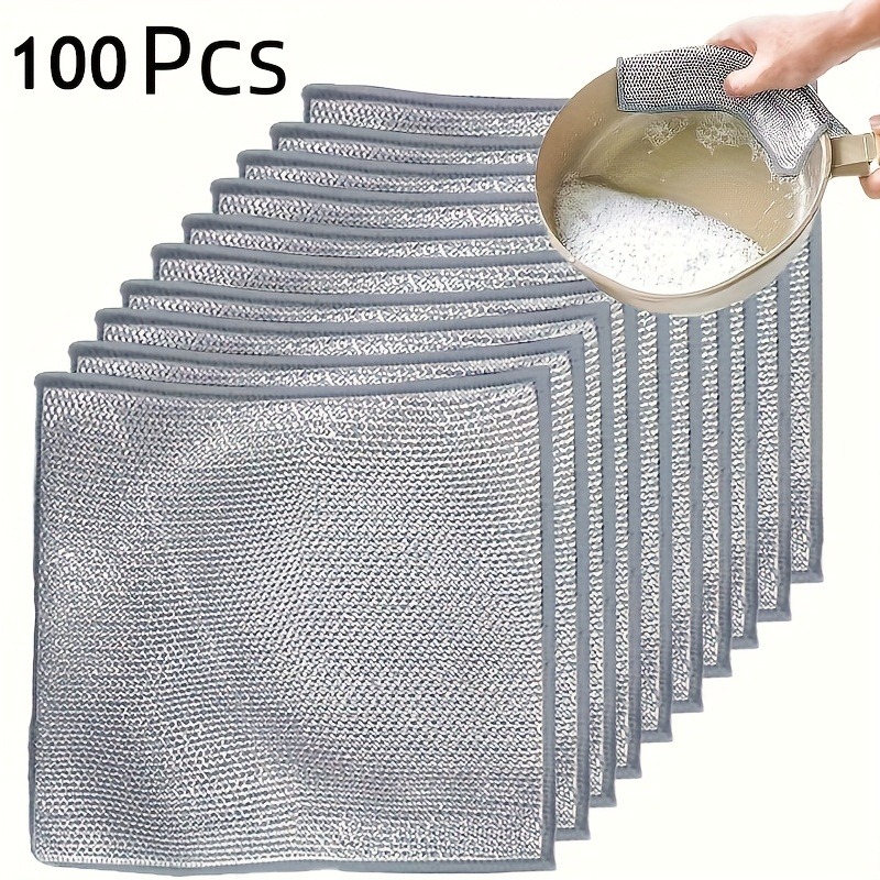 100-Pack Heavy-Duty Scrub Pads, Commercial & Household Cleaning Mats - Stackable, Non-Slip Base, for Kitchen, Bathroom, Laundry, Dishwashing - Durable Polyester Fiber Cleaning Pads, Bathroom Scrubbers, Stackable Design, Reinforced Edges, Scrubber Sheets, Home Cleaners