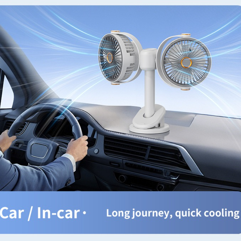 A Dual-Head Fan with Independent Control That Can Be Clipped, Hung, Stood, Or Suspended, Featuring Five Speed Settings That Can Be Switched with a Single Button. It Makes a Perfect Gift for Family, Friends, And Colleagues, Suitable for Housewarming