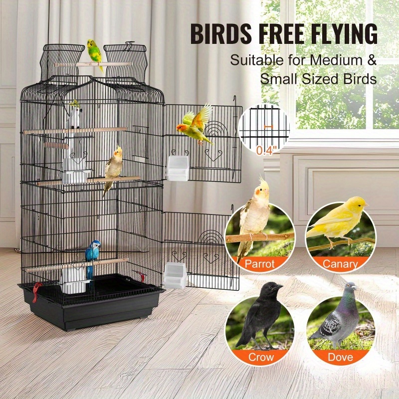   39 hanging metal bird flight cage for parakeets cockatiels small parrots multi level perches swingable chains   design with hanging hooks for indoor outdoor use parrot cage indoor bird enclosure sturdy construction parrot keepers Product details 3