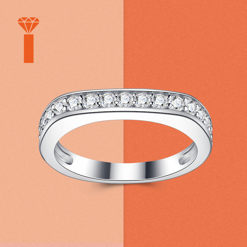 Women's 925 Silver Semi-Eternal Moissanite Stackable Ring