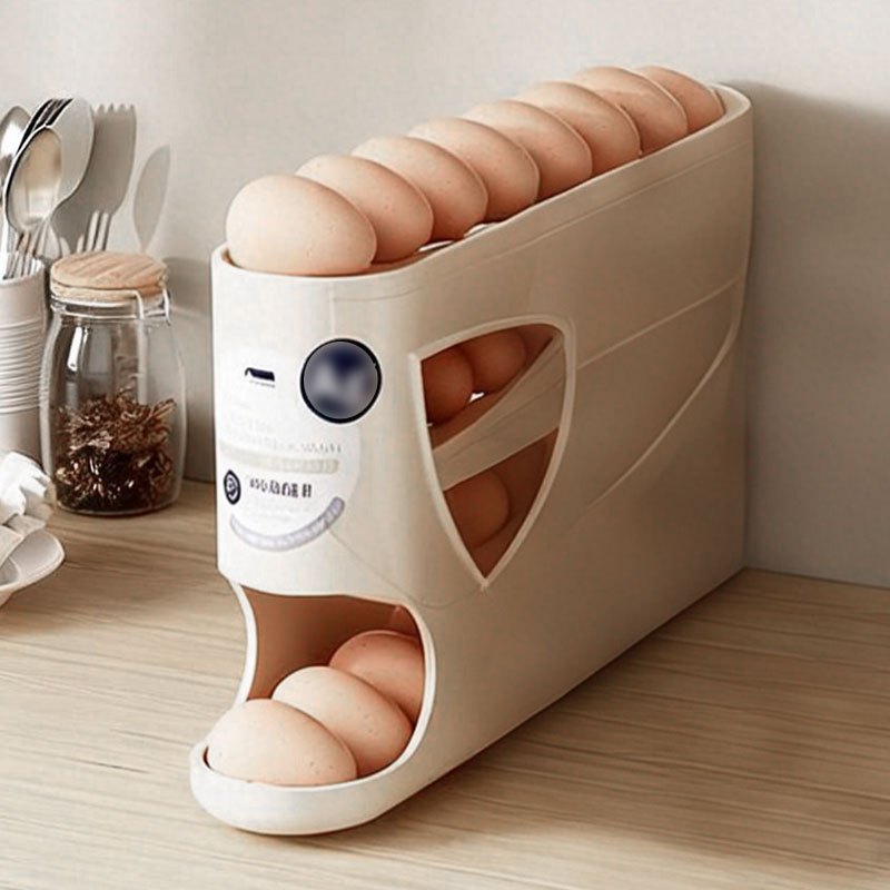 1pc Rack - Space-saving Side Door Design, Holds 30 Eggs, Smooth And Glossy End, Convenient Handle, Suitable For Kitchen And Refrigerator Storage | Modern | Durable Plastic Material