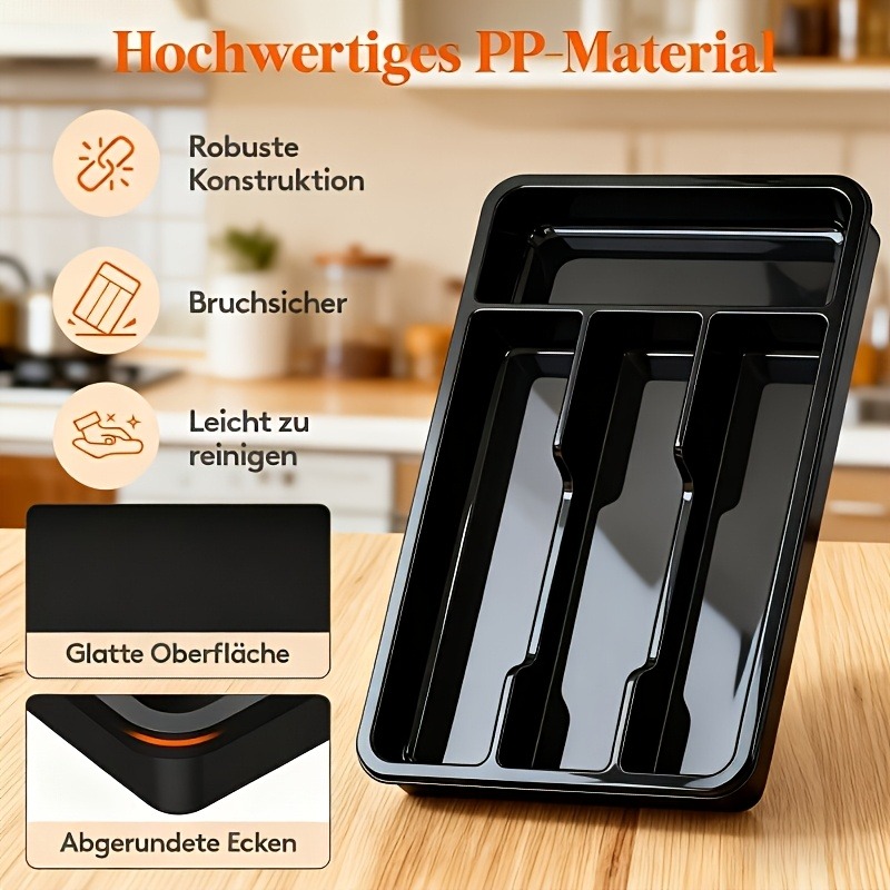 Kitchen Drawer Organizer Tray 4 Slot Plastic Utensil Holder