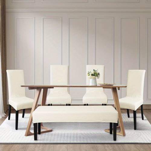 dining chair covers and bench covers set waterproof beige jacquard washable parsons chair