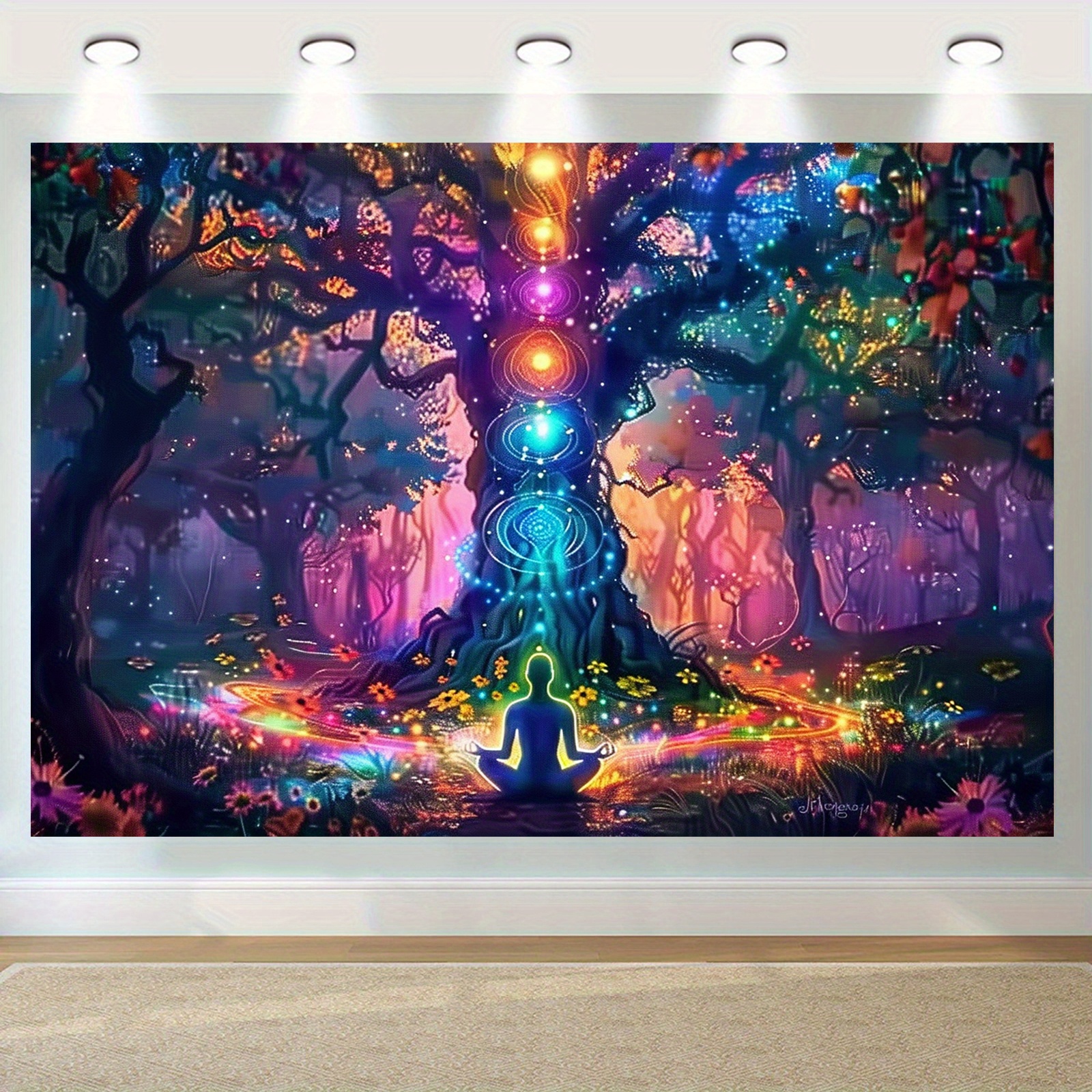 Tree Of Life Chakra Tapestry For Yoga Meditation Wall Decor_voghion.com