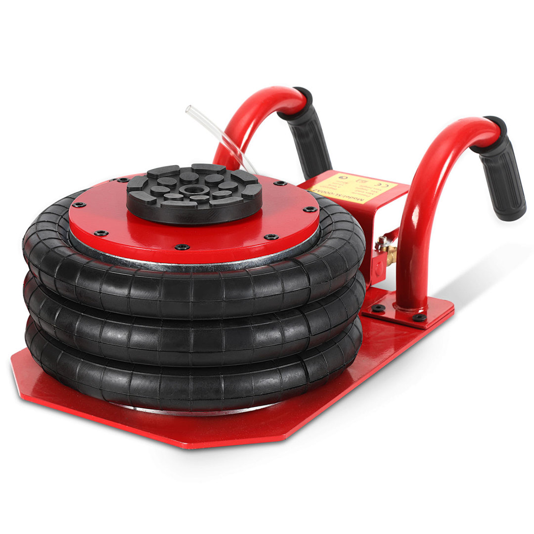 Pneumatic Air Cushion Jack, 3-ring Car Lifting Tool With Folding Handle, Adjustable 150-400mm Air Jack In Red