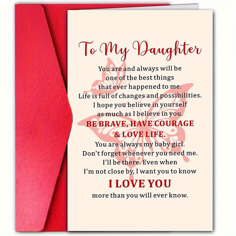 

1pc Valentine's Day Card For Daughter With Envelope - 12cm*18cm, Romantic & Affirming Message, Ideal For Anniversaries & Expressing Love, Gift