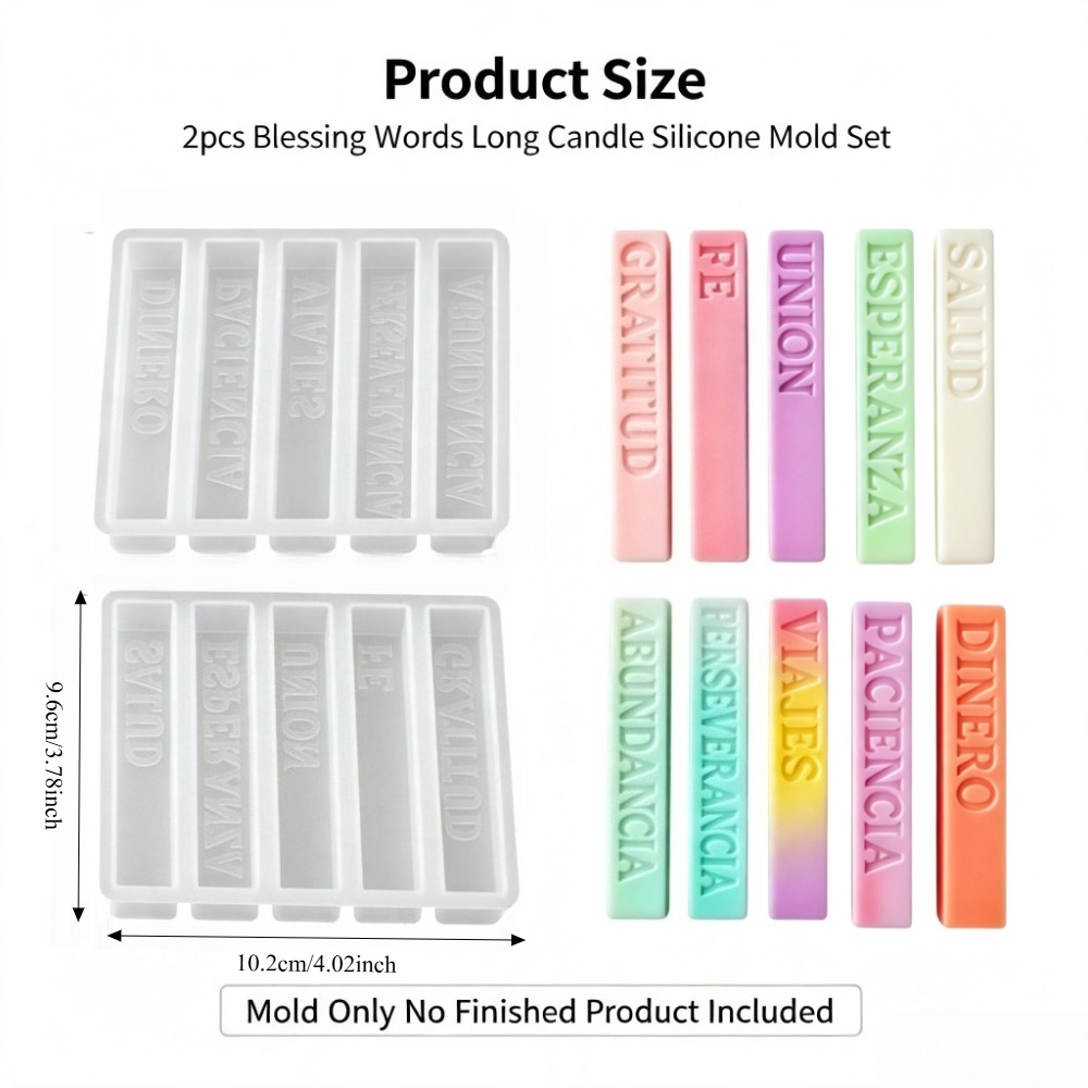 TEMU Juego de 2 moldes de silicona de resina, de española, moldes para velas de largas, molde de fundición de silicona flexible reutilizable para