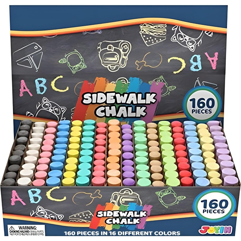 JOYIN 48 PCS Cone Shaped Sidewalk Chalks Set, Non-Toxic Jubo Chalk Set