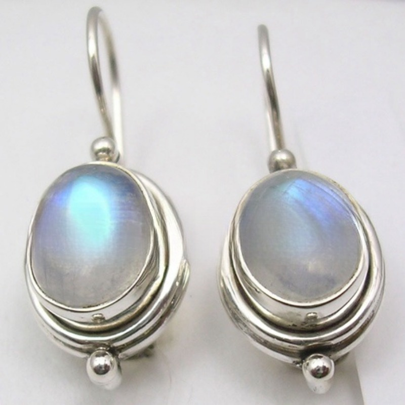 Vintage Moonstone Long Drop Dangle Earrings, Wedding Gift
