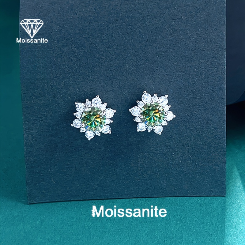1 carat blue green moissanite snowflake earrings for women valentines day christmas halloween new year gift daily vacation party wedding bride light luxury versatile womens earrings jewelry weight 1 68g 0 059oz Product details 0