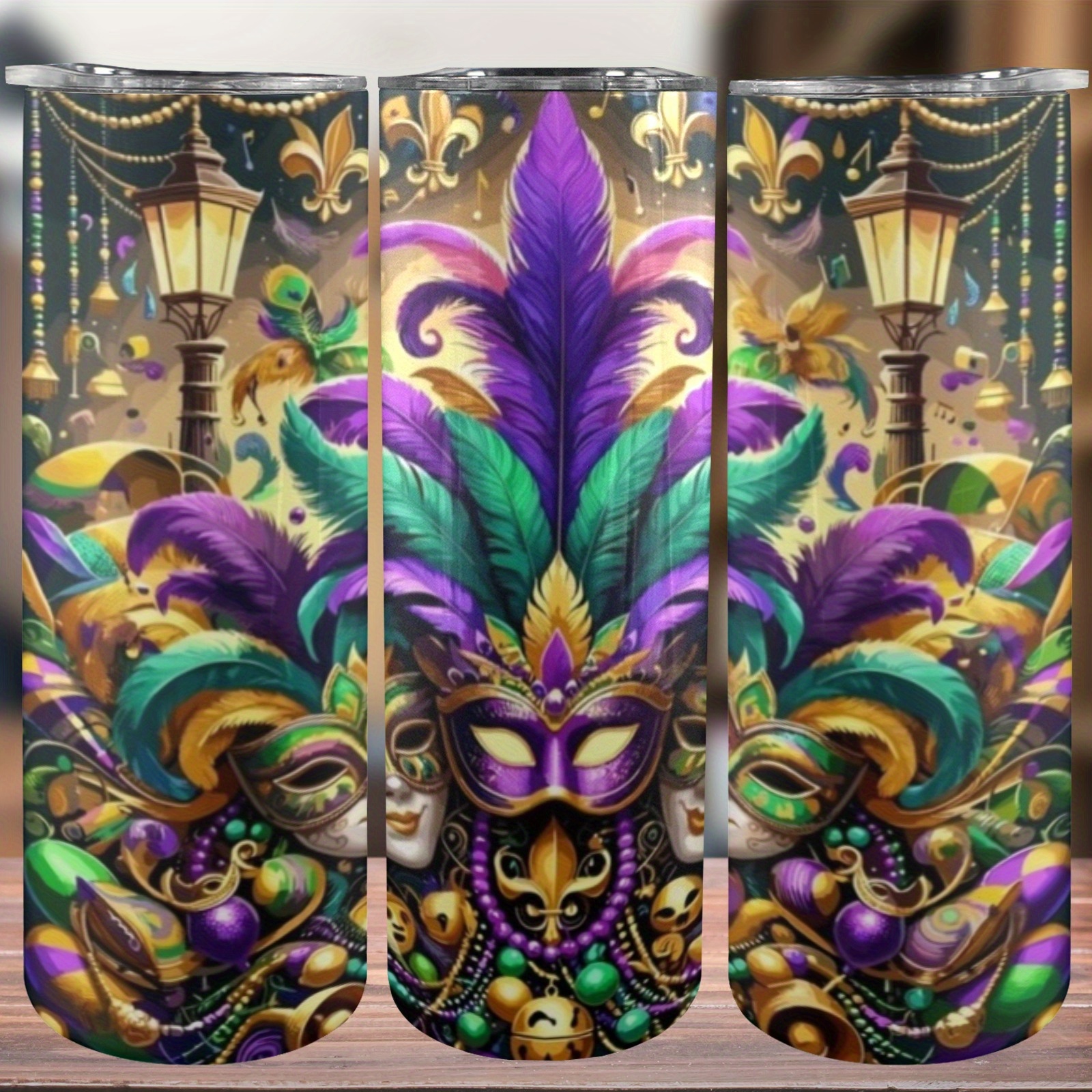 

1pc Stainless Steel , Insulated Travel Water Bottle, Vacuum Cups, Leakproof Drinkware, With Mardi Gras Design, For Outdoor, Christmas, Valentine's Day Gift, Suitable For 14+