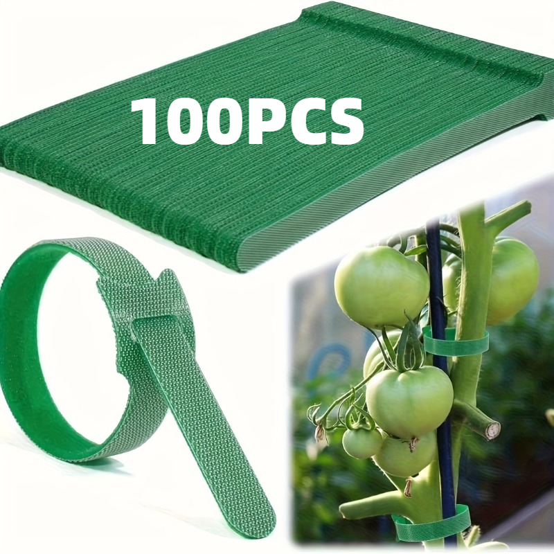 TEMU 100pcs Attaches pour plantes réutilisables et réglables en nylon antidérapant avec attaches, pour plantes grimpantes, support et applications de