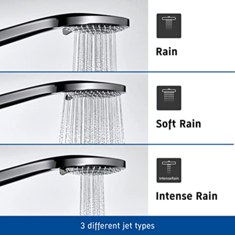 Universal Black Matt Shower Head with 3 Spray Types