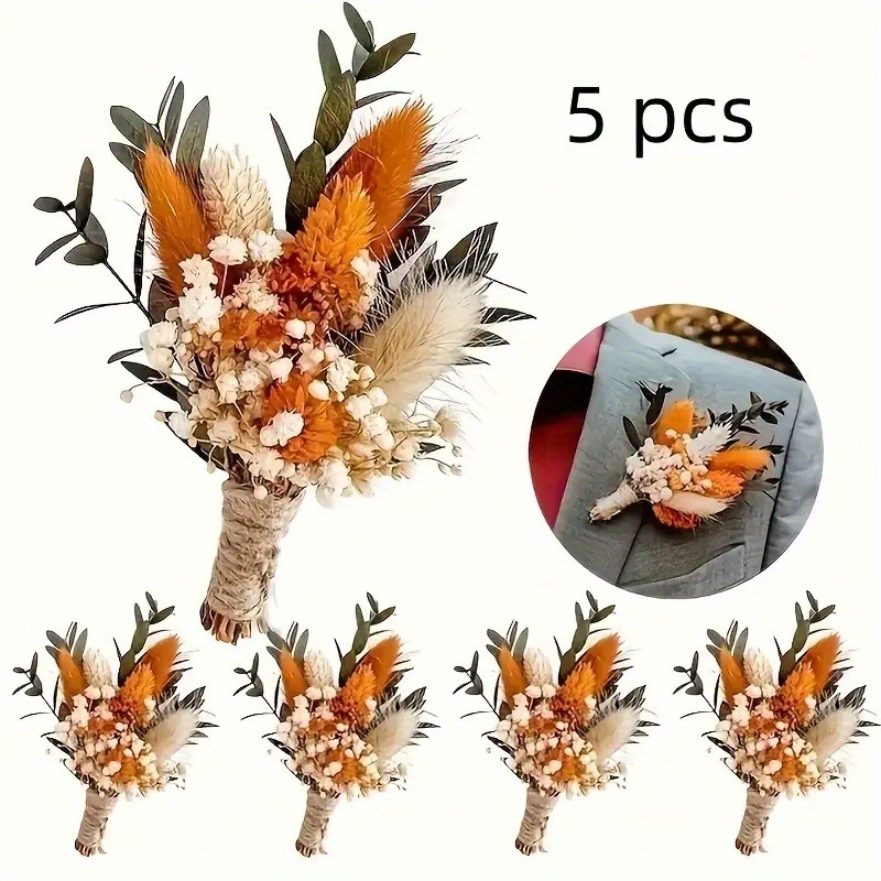 TEMU Lot de 5 oranges artificielles pour bouquets DIY et centres de table - Fausses oranges réalistes en plastique avec feuilles séchées, plumes et