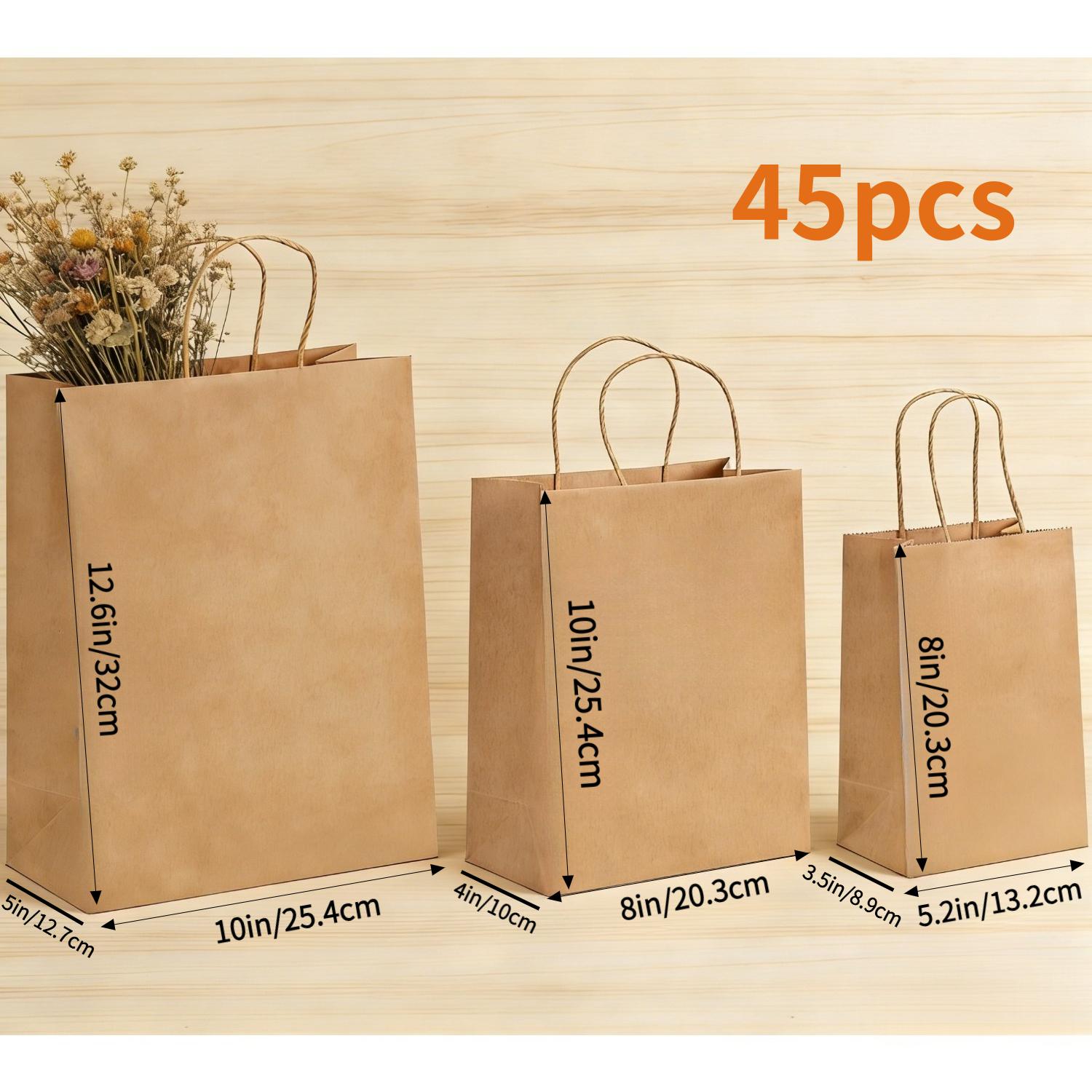 TEMU Gift Set For Her/his, Consisting Of 45 Durable Brown Paper Bags With Handles And A Of Sizes From, Perfect For Gifts, Retail Shopping, Birthdays,