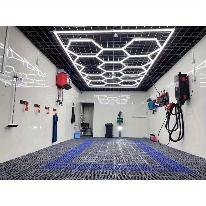 hexagon led lights 14 grids with border diy hexagon led lights 6500k       for garage car detailing   exhibition hall gym