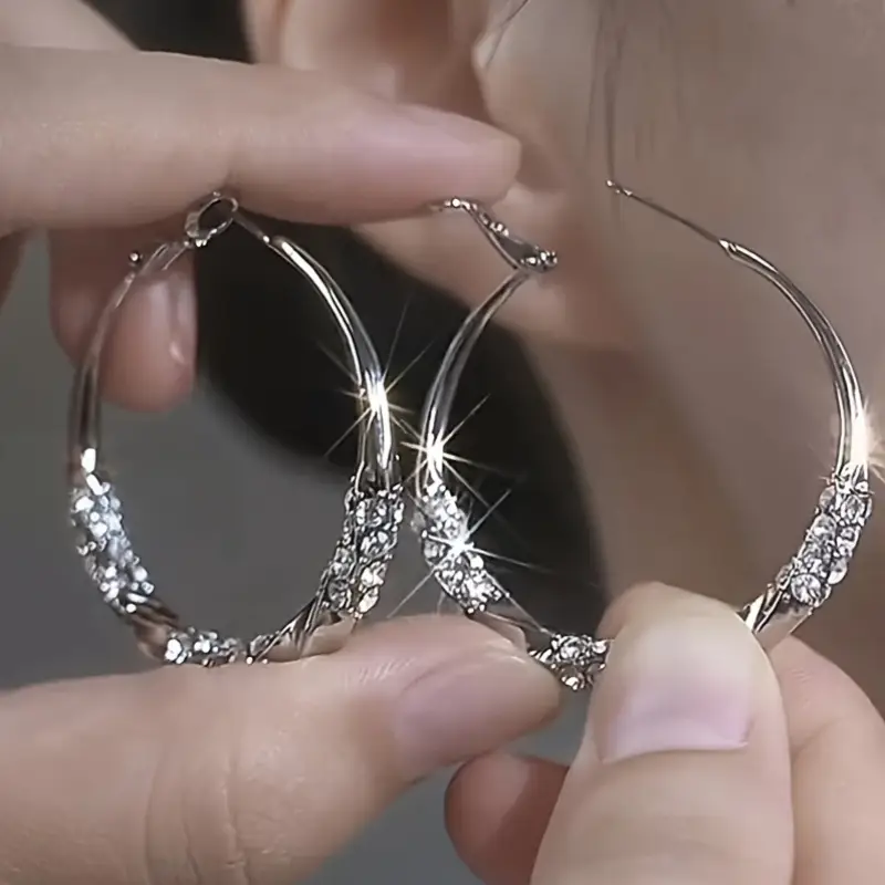 pair of 925 silver simple luxury large hoop earrings niche fashion ear cuffs suitable for daily and party wear Product details 1