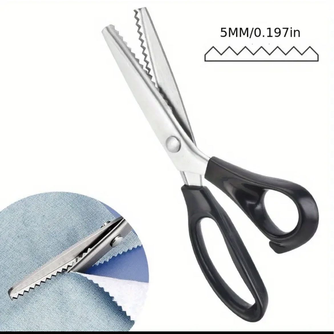 TEMU 1pc Pinking Shears For Fabric Cutting Sewing Pinking Shears Zig Zag Scissors For Crafting Lace Scissors For Fabric Lace Scissors With Sawtooth