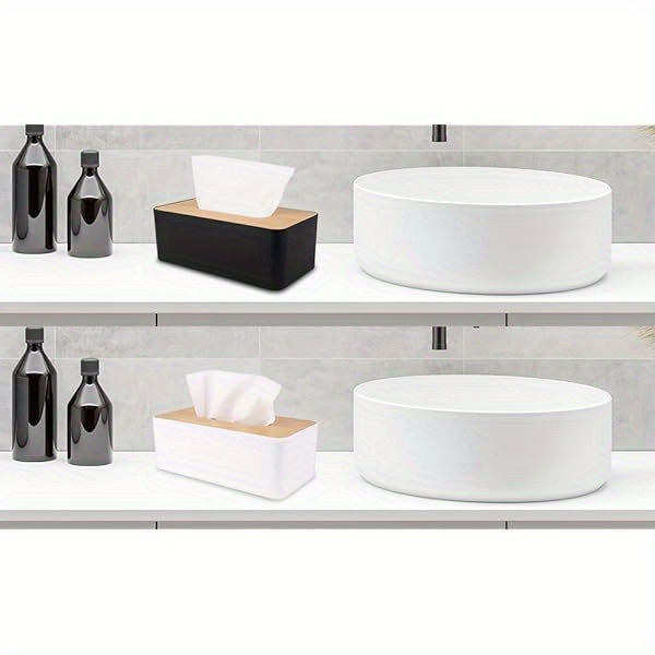 modern tissue box cover with bamboo-like   - square tissue holder for bathroom & home/office, decorative dust-resistant tissue dispenser with easy-access top slot, compact space-saving design (3.82x1.97x1.42inch) - durable plastic construction, fits standard tissues, minimalist style for contemporary decor,  , bathroom accessories, sleek organizer, lightweight construction, sturdy material, cover plate, bathroom organizers and storage, small spaces, stylish Product details 5