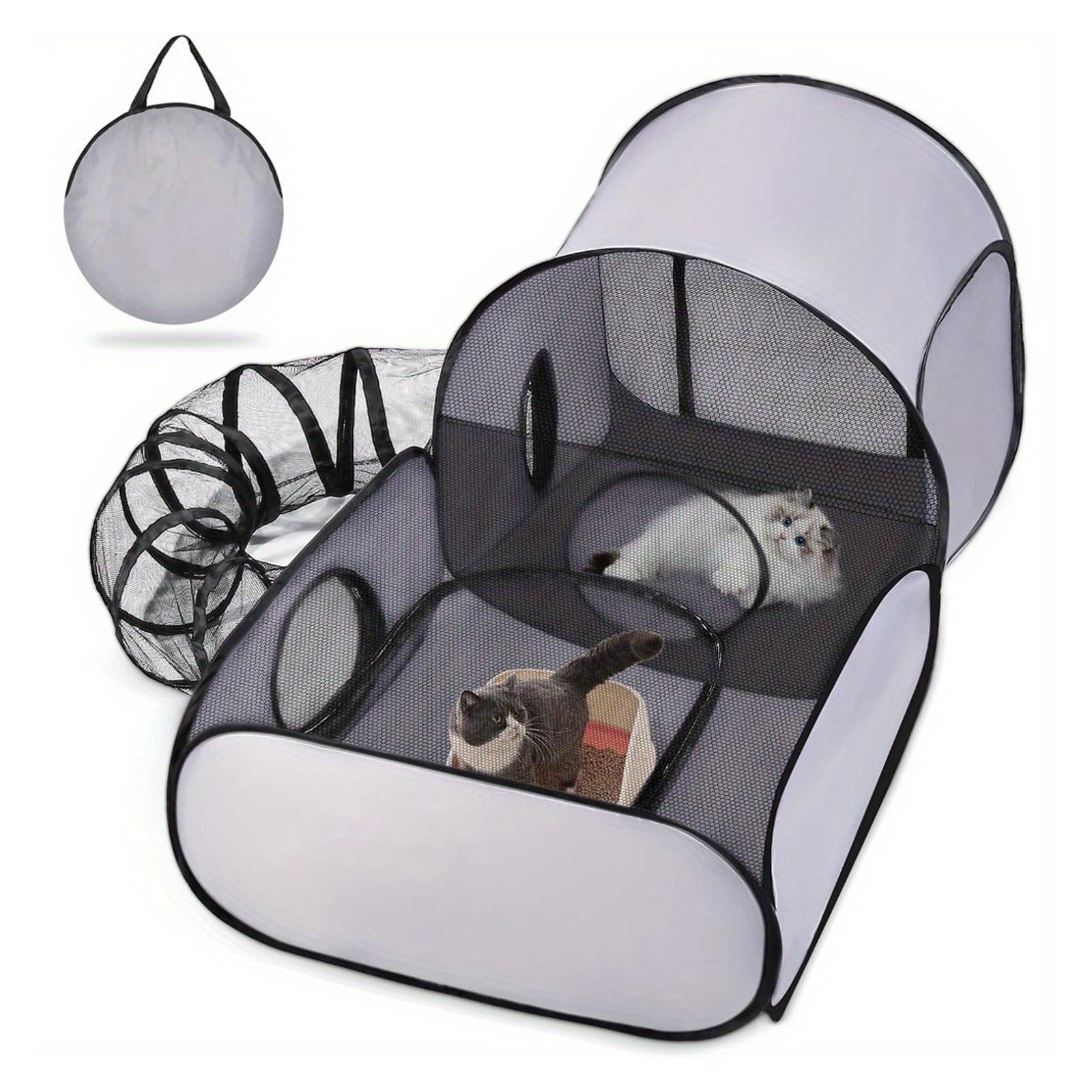 TEMU 3- In- 1 Fence With Looped Tunnel, Outdoor/ Indoor Cat Fence With Breathable , Small Animal Cat Tent, Portable Cat Tent