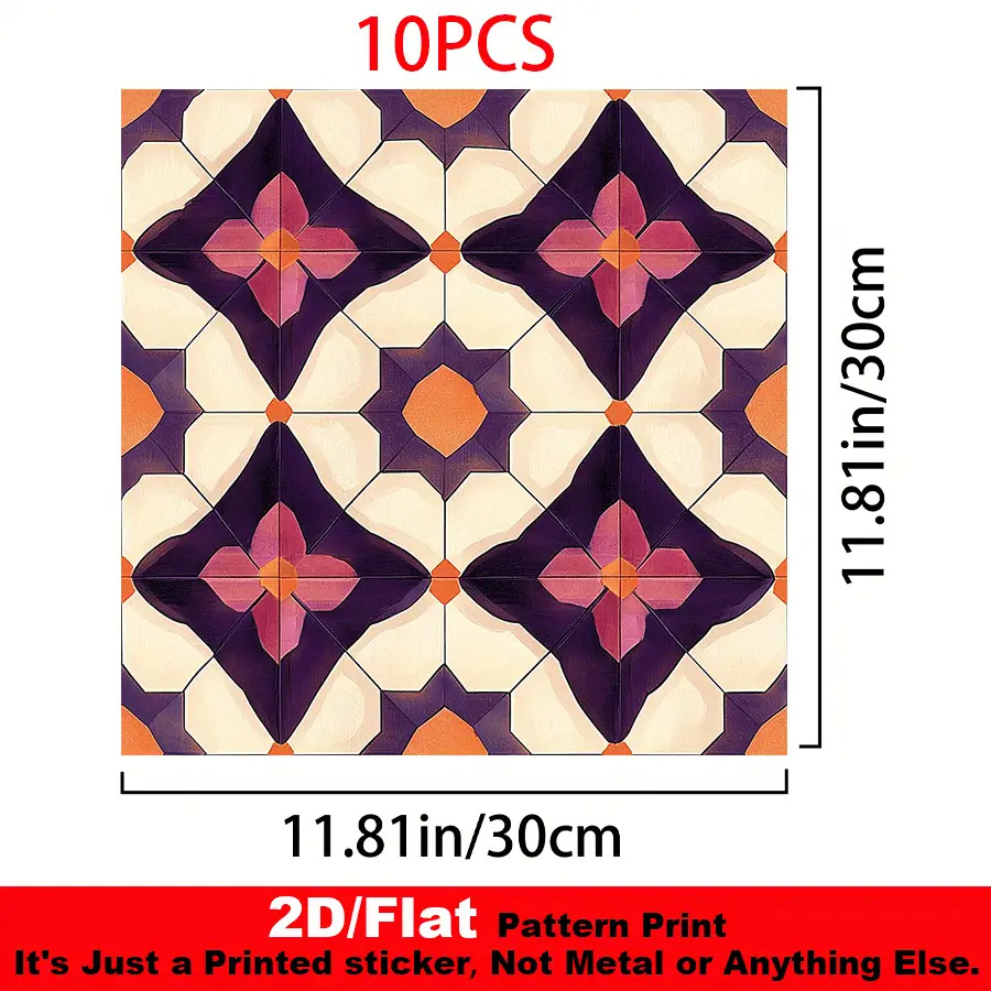 TEMU 10 stuks 2D Platte PVC Vloerstickers - Plak en Verwijderbaar Herbruikbaar Zelfklevend Vinyl Vloerdecal, Kastanjebruin Geometrisch , 11.81x11.81