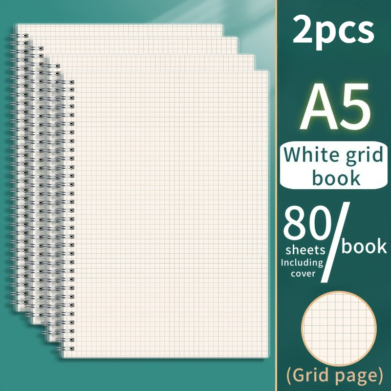 TEMU 2 cahiers à spirale A5 avec couvertures flexibles - Papier lisse et épais pour , les et le | Fournitures de bureau polyvalentes et cadeaux de