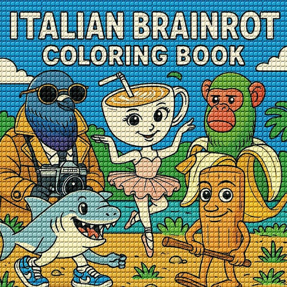TEMU 1pc Diamond Painting Italian Brainrot Theme Diamond Painting Kit For Adults, Frameless Diamond Painting Kit Full Diamond Dot Painting Diy, Full