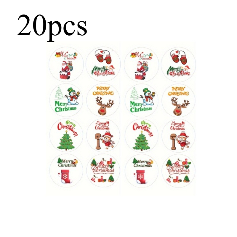Merry Christmas Stickers - Festive Stamp Labels For Gift, Baking Packaging And Envelope Decoration, Self-adhesive Round